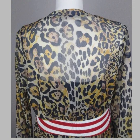 ASOS Leopard Print Mesh Midi Dress With Rib Detail Size 14 - Picture 8 of 14